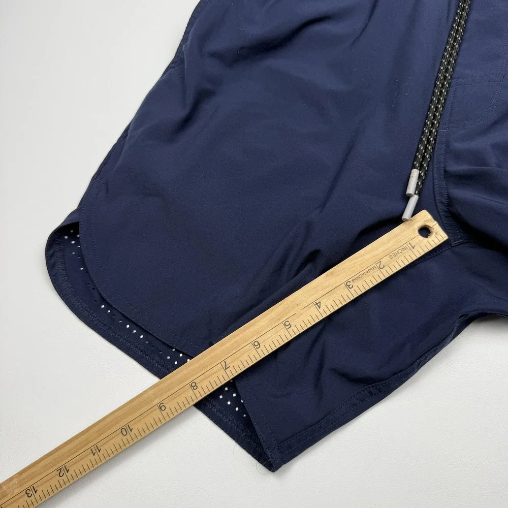 Legends Shorts Mens Small Blue Lined Running 7 Inseam Zip Pocket Reflective